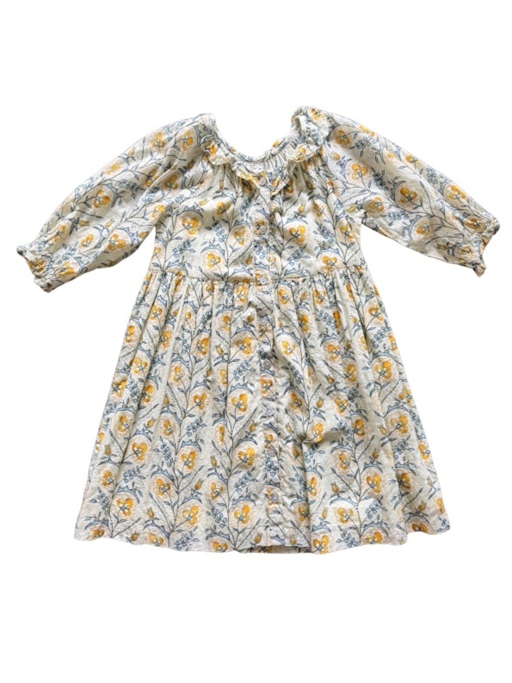 🌼 Lali Kids Girls Floral Cotton Ruffle Collar Dress Size 6